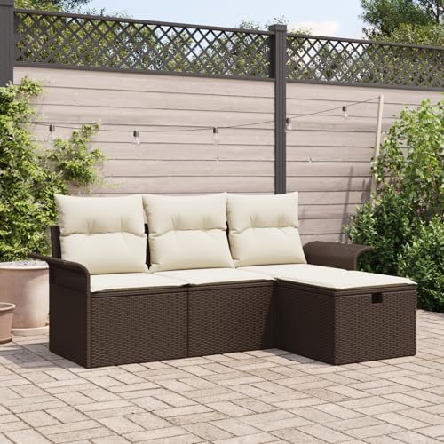 Vopese 4-teilige Garten Sofa Set mit Kissen Braun Poly Rattan Lounge Sofa Outdoor Model3358847 Vopese 4-teilige Garten Sofa Set mit Kissen Braun Poly Rattan Lounge Sofa Outdoor Model3358847 von Vopese