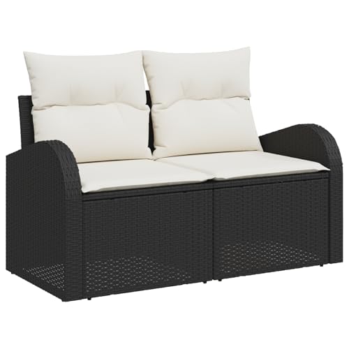 Vopese 4-teiliges Garten Sofa Set mit Kissen Braun Poly Rattan, 2-Sitzer Garten Sofa mit Stauraum & Kissen Schwarz Poly Rattan Lounge Sofa Outdoor Model3354696 von Vopese