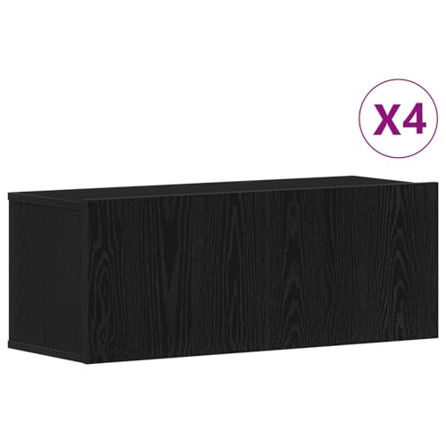 Vopese 4-teiliges TV-Schranksystem zur Wandmontage in Schwarz und Eiche aus Holzwerkstoff TV Cabinet Model3333051 von Vopese