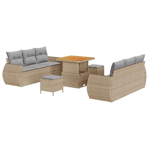Vopese 5-Sitzer Garten-Sofa-Set aus Natur-Rattan, beige, für Balkon und Terrasse - Modulare Outdoor-Sitzgruppe Model3363777 von Vopese