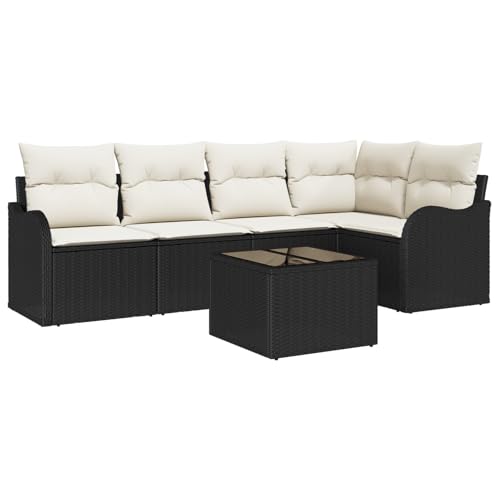 Vopese 5-teiliges Garten Sofa Set mit Kissen in Braun Poly Rattan, 2-Sitzer Garten Sofa mit Stauraum und Kissen in Schwarz Poly Rattan Lounge Sofa Outdoor Model3354376 von Vopese