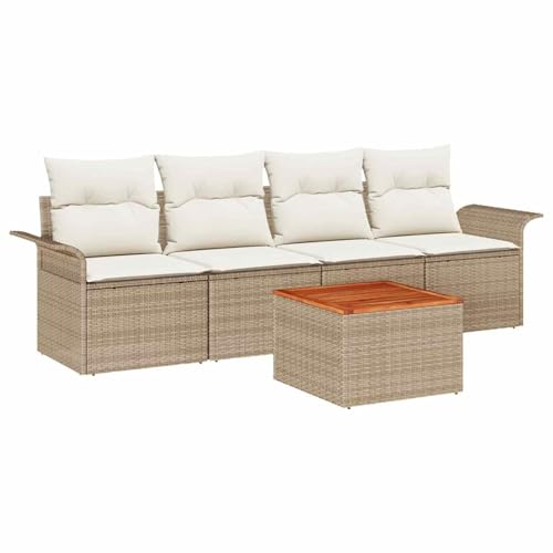 Vopese 5-teiliges Garten-Sofa Set mit Natur Rattan, beige, für Garten und Terrasse - Komfortabel und stabil Model3355929 von Vopese