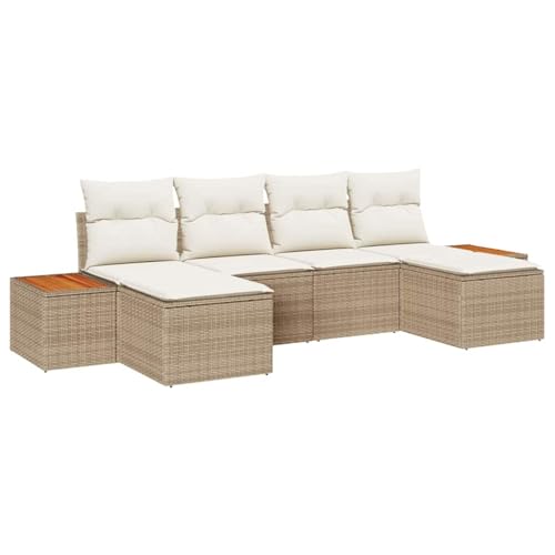Vopese 6-teiliges Garten-Sofa Set mit Kissen Beige Poly Rattan Akazie Lounge Sofa Outdoor Model3356811 Vopese 6-teiliges Garten-Sofa Set mit Kissen Beige Poly Rattan Akazie Lounge Sofa Outdoor Model3356811 von Vopese