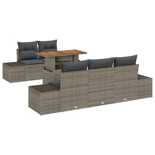 Vopese 6-teiliges Garten Sofa Set mit Kissen Grau Poly Rattan Lounge Sofa Outdoor Model3358638 Vopese 6-teiliges Garten Sofa Set mit Kissen Grau Poly Rattan Lounge Sofa Outdoor Model3358638 von Vopese