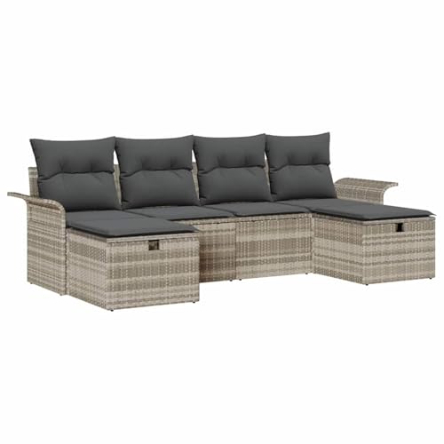 Vopese 6-teiliges Garten Sofa Set mit Kissen Hellgrau Poly Rattan Lounge Sofa Outdoor Model3358921 Vopese 6-teiliges Garten Sofa Set mit Kissen Hellgrau Poly Rattan Lounge Sofa Outdoor Model3358921 von Vopese