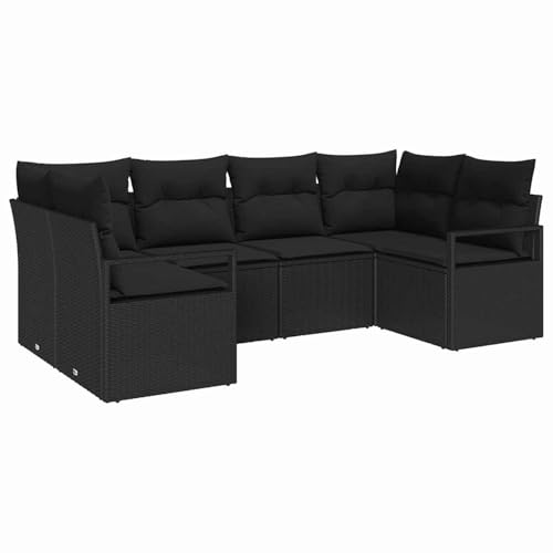 Vopese 6-teiliges Garten Sofa Set mit Kissen Schwarz Poly Rattan, 2-Sitzer Garten Sofa mit Kissen Schwarz Poly Rattan Lounge Sofa Outdoor Model3346523 Vopese 6-teiliges Garten Sofa Set mit Kissen Schwarz Poly Rattan, 2-Sitzer Garten Sofa mit Kissen Schwarz Poly Rattan Lounge Sofa Outdoor Model3346523 von Vopese
