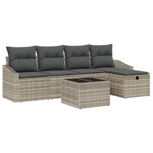Vopese 6-teiliges Garten Sofa Set mit Kissen in Hellgrau aus Poly Rattan Lounge Sofa Outdoor Model3359271 Vopese 6-teiliges Garten Sofa Set mit Kissen in Hellgrau aus Poly Rattan Lounge Sofa Outdoor Model3359271 von Vopese