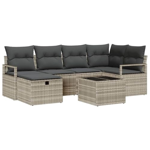Vopese 7-TLG. Garten-Sofagarnitur mit Kissen Hellgrau Poly Rattan Lounge Sofa Outdoor Model3359191 Vopese 7-TLG. Garten-Sofagarnitur mit Kissen Hellgrau Poly Rattan Lounge Sofa Outdoor Model3359191 von Vopese