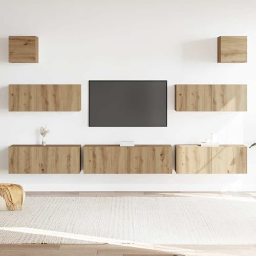 Vopese 7-TLG. TV-Schrank-Set Wandmontage Artisan-Eiche Holzwerkstoff TV Cabinet Model3329212 von Vopese