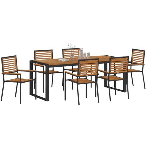 Vopese 7 Teile Garten Essensemble Schwarz Poly Rattan Akazie, Stapelbare Gartenstühle mit Kissen 2 Stück Schwarz Poly Rattan Terassenm?Bel Au?en Model3365484 Vopese 7 Teile Garten Essensemble Schwarz Poly Rattan Akazie, Stapelbare Gartenstühle mit Kissen 2 Stück Schwarz Poly Rattan Terassenm?Bel Au?en Model3365484 von Vopese