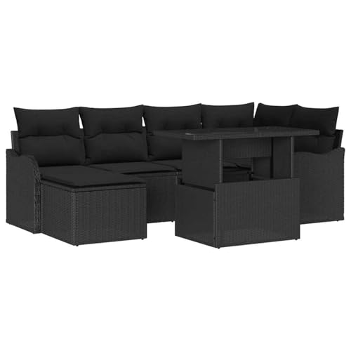 Vopese 7-teiliger Garten-Sofa-Set mit Kissen Schwarz Poly-Rattan, 2-Sitzer Garten-Sofa mit Kissen Schwarz Poly-Rattan Lounge Sofa Outdoor Model3348499 Vopese 7-teiliger Garten-Sofa-Set mit Kissen Schwarz Poly-Rattan, 2-Sitzer Garten-Sofa mit Kissen Schwarz Poly-Rattan Lounge Sofa Outdoor Model3348499 von Vopese