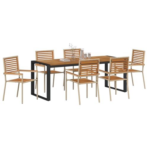 Vopese 7-teiliges Garten Essset Beige Poly-Rattan Akazie, Stapelbare Gartenstühle mit Kissen - Set von 2 in Beige Poly-Rattan Terassenm?Bel Au?en Model3365486 Vopese 7-teiliges Garten Essset Beige Poly-Rattan Akazie, Stapelbare Gartenstühle mit Kissen - Set von 2 in Beige Poly-Rattan Terassenm?Bel Au?en Model3365486 von Vopese