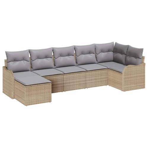 Vopese 7-teiliges Garten-Sofa-Set mit Kissen Beige Poly Rattan, 2-Sitzer Garten-Sofa mit Kissen Beige Poly Rattan Lounge Sofa Outdoor Model3345790 Vopese 7-teiliges Garten-Sofa-Set mit Kissen Beige Poly Rattan, 2-Sitzer Garten-Sofa mit Kissen Beige Poly Rattan Lounge Sofa Outdoor Model3345790 von Vopese