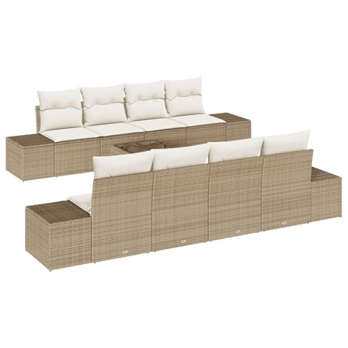 Vopese 7-teiliges Garten Sofa Set mit Kissen Beige Poly Rattan Lounge Sofa Outdoor Model3355660 von Vopese