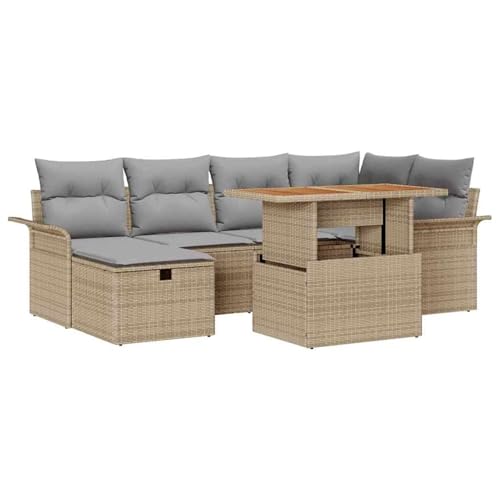 Vopese 7-teiliges Garten Sofa Set mit Kissen Beige Poly Rattan Lounge Sofa Outdoor Model3361245 Vopese 7-teiliges Garten Sofa Set mit Kissen Beige Poly Rattan Lounge Sofa Outdoor Model3361245 von Vopese