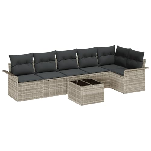 Vopese 7-teiliges Garten-Sofa-Set mit Kissen Grau Poly Rattan Lounge Sofa Outdoor Model3345392 Vopese 7-teiliges Garten-Sofa-Set mit Kissen Grau Poly Rattan Lounge Sofa Outdoor Model3345392 von Vopese