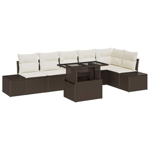 Vopese 7-teiliges Garten-Sofa-Set mit Kissen aus braunem Poly-Rattan Lounge Sofa Outdoor Model3349194 Vopese 7-teiliges Garten-Sofa-Set mit Kissen aus braunem Poly-Rattan Lounge Sofa Outdoor Model3349194 von Vopese