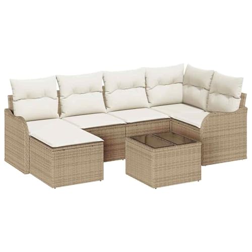 Vopese 7-teiliges Garten-Sofa-Set mit Kissen braunes Poly-Rattan, 2-Sitzer Garten-Sofa mit Kissen beiges Poly-Rattan Lounge Sofa Outdoor Model3345781 Vopese 7-teiliges Garten-Sofa-Set mit Kissen braunes Poly-Rattan, 2-Sitzer Garten-Sofa mit Kissen beiges Poly-Rattan Lounge Sofa Outdoor Model3345781 von Vopese