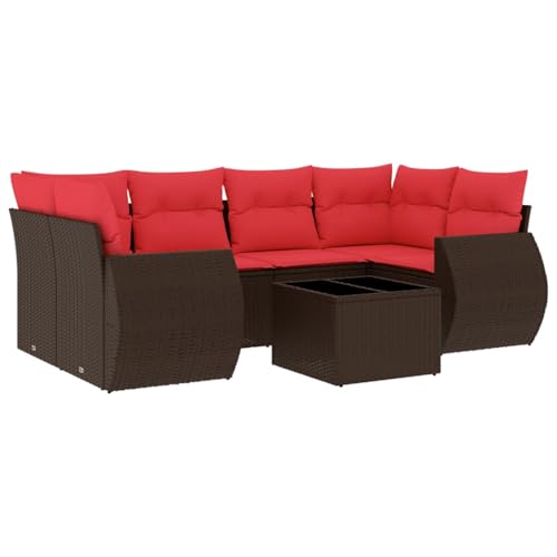 Vopese 7-teiliges Gartensofa-Set mit Kissen, braun, Polyrattan Sofa Im Freien Model3221123 von Vopese