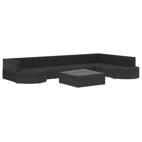 Vopese 8-TLG. Garten-Lounge-Set mit Auflagen Poly Rattan Schwarz Relaxsessel Model46751 von Vopese