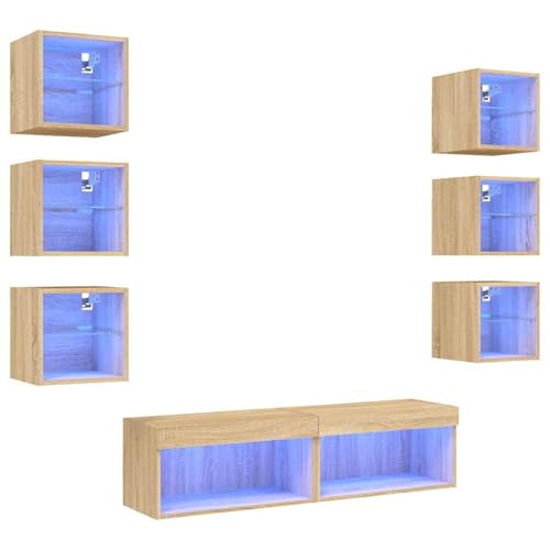 Vopese 8-TLG. Wohnwand mit LED-Beleuchtung Sonoma-Eiche Holzwerkstoff Wandschrank Model3216635 Vopese 8-TLG. Wohnwand mit LED-Beleuchtung Sonoma-Eiche Holzwerkstoff Wandschrank Model3216635 von Vopese