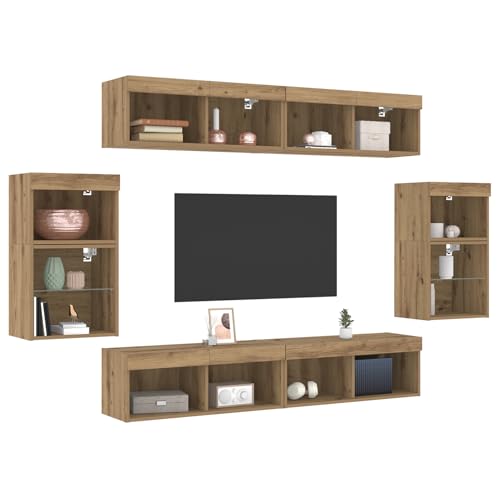 Vopese 8-teilige TV-Wandkonsole mit LED Artisan Eiche Holzwerkstoff TV Cabinet Model3334387 von Vopese