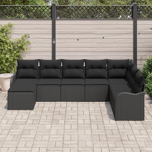 Vopese 8-teiliges Garten Sofa Set mit Kissen Schwarz Poly Rattan, 2-Sitzer Garten Sofa mit Kissen Schwarz Poly Rattan Lounge Sofa Outdoor Model3345823 Vopese 8-teiliges Garten Sofa Set mit Kissen Schwarz Poly Rattan, 2-Sitzer Garten Sofa mit Kissen Schwarz Poly Rattan Lounge Sofa Outdoor Model3345823 von Vopese