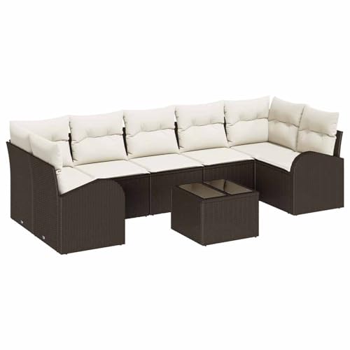 Vopese 8-teiliges Garten-Sofa-Set mit Kissen in Braun aus Poly-Rattan Lounge Sofa Outdoor Model3345958 von Vopese