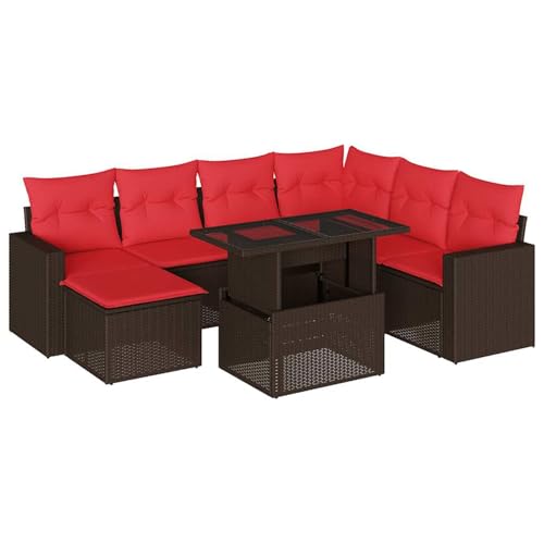 Vopese 8-teiliges Gartensofa-Set mit Kissen, braun, Polyrattan Sofa Im Freien Model3267444 von Vopese