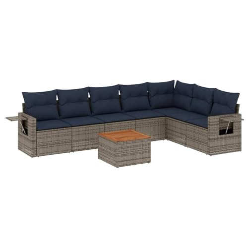 Vopese 8-teiliges Gartensofa-Set mit Kissen, grau, Polyrattan Sofa Im Freien Model3224598 von Vopese