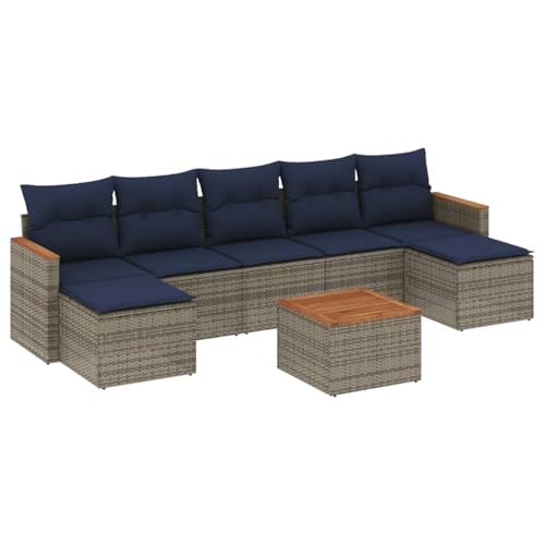 Vopese 8-teiliges Gartensofa-Set mit Kissen, grau, Polyrattan Sofa Im Freien Model3226243 von Vopese