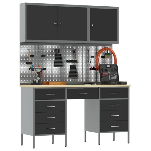 Vopese 8-teiliges Werkstatt-Schrank- und Pegboard-Set in Schwarz aus MDF und Metall küchenschränke einzeln Model3321458 Vopese 8-teiliges Werkstatt-Schrank- und Pegboard-Set in Schwarz aus MDF und Metall küchenschränke einzeln Model3321458 von Vopese