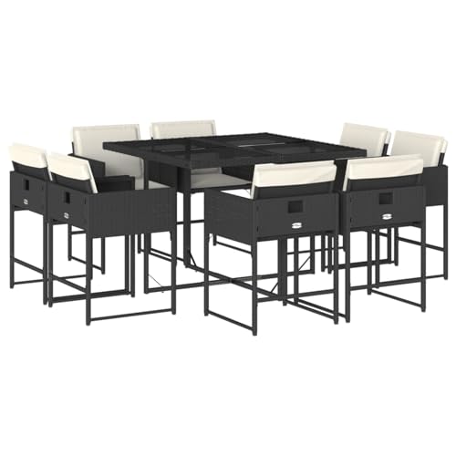 Vopese 9-TLG. Garten-Essgruppe mit Kissen Schwarz Poly Rattan Garten-Esstisch und Stühle Model3211374 Vopese 9-TLG. Garten-Essgruppe mit Kissen Schwarz Poly Rattan Garten-Esstisch und Stühle Model3211374 von Vopese