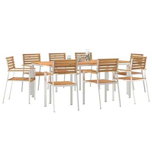 Vopese 9-teilige Garten-Essgruppe aus Massivholz Akazie, Gartentisch 200x90x74.5 cm aus Massivholz Akazie, Stapelbare Gartenstühle 4 Stück aus Massivholz Akazie und Stahl Terassenm?bel Au?en Model3334 Vopese 9-teilige Garten-Essgruppe aus Massivholz Akazie, Gartentisch 200x90x74.5 cm aus Massivholz Akazie, Stapelbare Gartenstühle 4 Stück aus Massivholz Akazie und Stahl Terassenm?bel Au?en Model3334 von Vopese