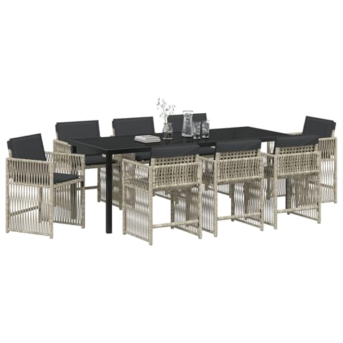 Vopese 9-teilige Garten Essgruppe mit Kissen Hellgrau Poly Rattan, Gartentisch Schwarz 200x80x73 cm Sicherheitsglas Terassenm?Bel Au?en Model3380668 Vopese 9-teilige Garten Essgruppe mit Kissen Hellgrau Poly Rattan, Gartentisch Schwarz 200x80x73 cm Sicherheitsglas Terassenm?Bel Au?en Model3380668 von Vopese