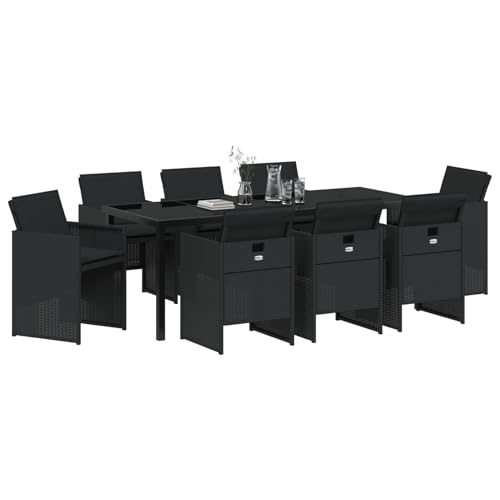 Vopese 9-teilige Garten-Essgruppe mit Kissen Schwarzes Poly-Rattan, Gartentisch Schwarz 200x80x73 cm Temperiertes Glas Terassenm?Bel Au?en Model3380596 Vopese 9-teilige Garten-Essgruppe mit Kissen Schwarzes Poly-Rattan, Gartentisch Schwarz 200x80x73 cm Temperiertes Glas Terassenm?Bel Au?en Model3380596 von Vopese