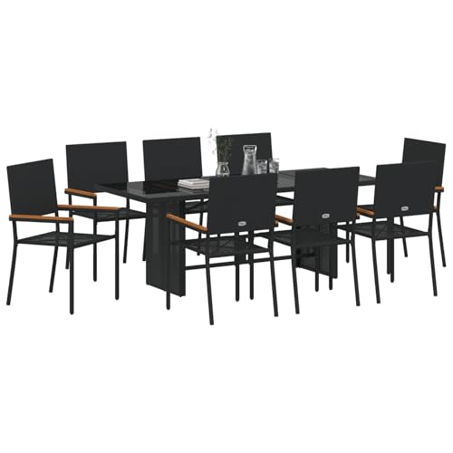 Vopese 9-teiliges Garten Esstisch Set Schwarz Poly Rattan, Stapelbare Gartenstühle mit Kissen - 2-teiliges Set aus schwarzem Poly Rattan Terassenm?Bel Au?en Model3365427 Vopese 9-teiliges Garten Esstisch Set Schwarz Poly Rattan, Stapelbare Gartenstühle mit Kissen - 2-teiliges Set aus schwarzem Poly Rattan Terassenm?Bel Au?en Model3365427 von Vopese