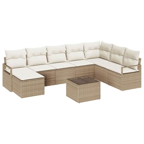 Vopese 9-teiliges Garten Sofa Set mit Kissen Braunes Poly Rattan, 2-Sitzer Garten Sofa mit Kissen Beiges Poly Rattan Lounge Sofa Outdoor Model3346511 Vopese 9-teiliges Garten Sofa Set mit Kissen Braunes Poly Rattan, 2-Sitzer Garten Sofa mit Kissen Beiges Poly Rattan Lounge Sofa Outdoor Model3346511 von Vopese