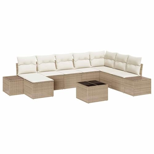 Vopese 9-teiliges Garten Sofa Set mit Kissen in Braun Poly Rattan Lounge Sofa Outdoor Model3347191 von Vopese