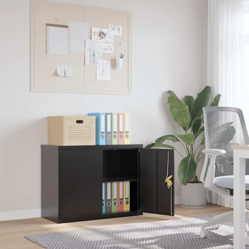 Vopese Aktenschrank Schwarz 90x40x70 cm Stahl Aktenschr?nke Model339722 von Vopese