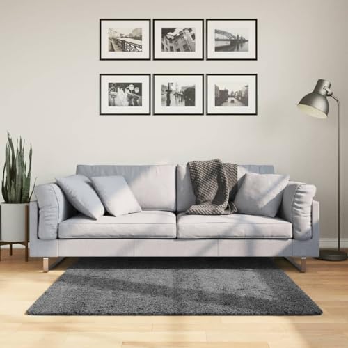 Vopese Antistatische Teppich Oviedo Anthrazit 120x120cm, für Wohnzimmer & Schlafzimmer, mit Fußbodenheizung - 100% Polyester Model375467 von Vopese