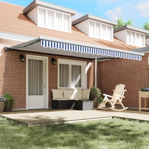 Vopese Automatische Einziehbare Markise Blau und Weiß 450x300 cm Sonnenschirm Model3330850 von Vopese
