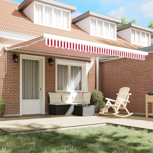 Vopese Automatische Einziehbare Markise Rot-Weiß Gestreift 400x300 cm Sonnenschirm Model3330555 von Vopese