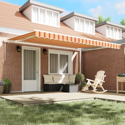 Vopese Automatische einziehbare Markise Gelb und Orange 450x300 cm Sonnenschirm Model3330901 von Vopese