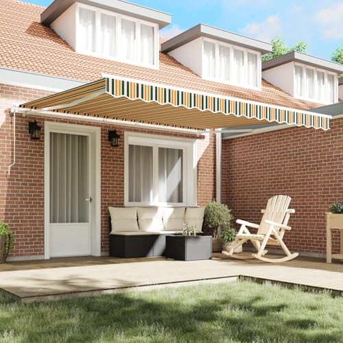 Vopese Automatische einziehbare Markise Grün und Gelb 400x300 cm, Markisen-Ersatzstoff für 4x3 m Rahmen Grün und Gelb Sonnenschirm Model3330705 von Vopese