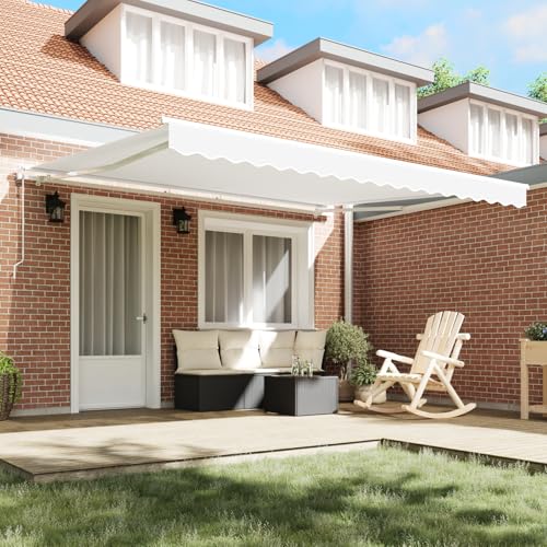 Vopese Automatische einziehbare Markise Weiß 400x350 cm, Markisen-Ersatzstoff für 4x3.5 m Rahmen Weiß Sonnenschirm Model3330793 von Vopese