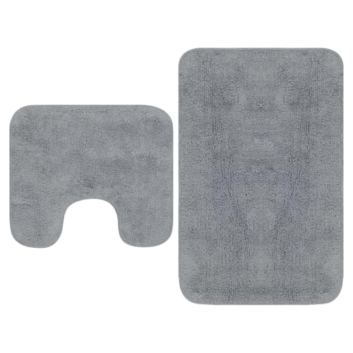 Vopese Badematten-Set 2-TLG. Stoff Grau Anti-Rutsch-Matte fürs Badezimmer Model133230 von Vopese