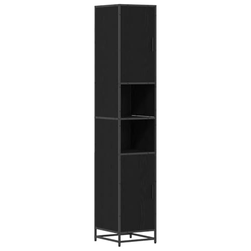 Vopese Badezimmer Schrank mit Tür Schwarze Eiche 35 x 37,5 x 188,5 cm Badezimmerschränke Model3402319 von Vopese