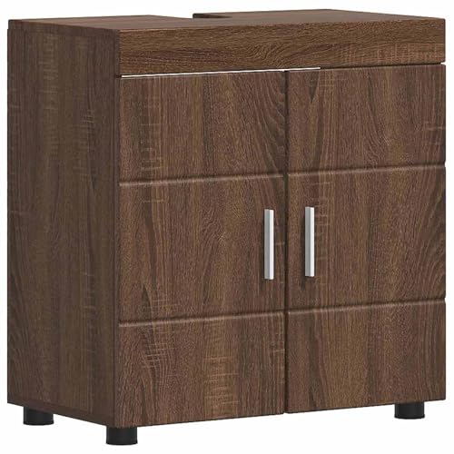 Vopese Badezimmer Waschbecken Schrank Braune Eiche 60 x 34 x 63 cm Badezimmerschränke Model880328 von Vopese