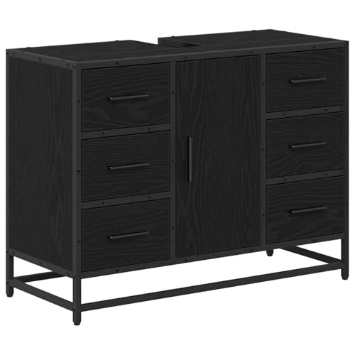 Vopese Badezimmer Waschbecken Schrank Schwarze Eiche 80 x 33 x 60 cm Badezimmerschränke Model883633 von Vopese